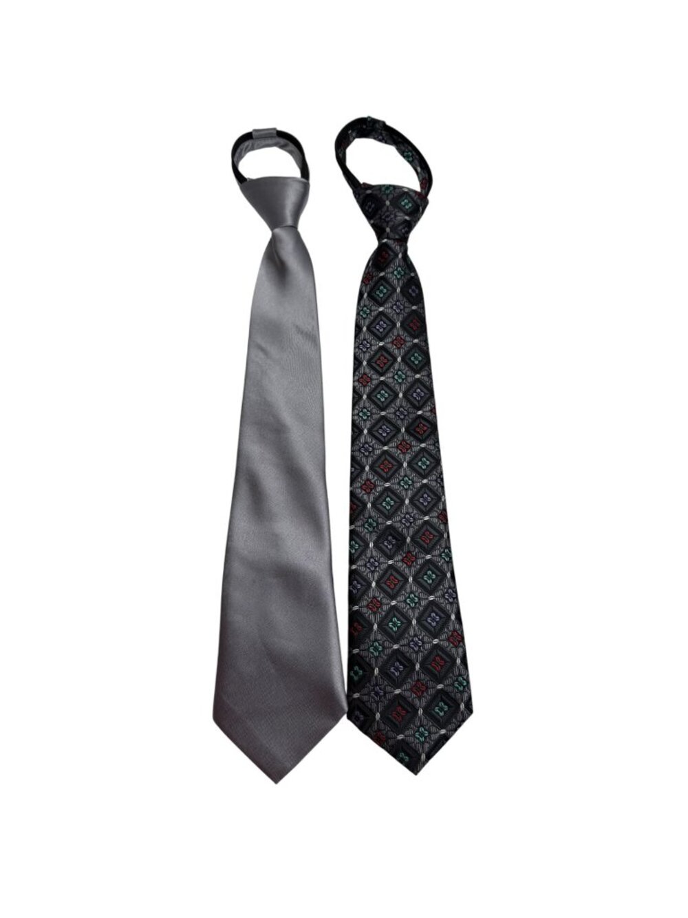 Gioberti NEW Set of 2 Boy's Neck Ties Adjustable Size Lrg Grey Black Dress Up